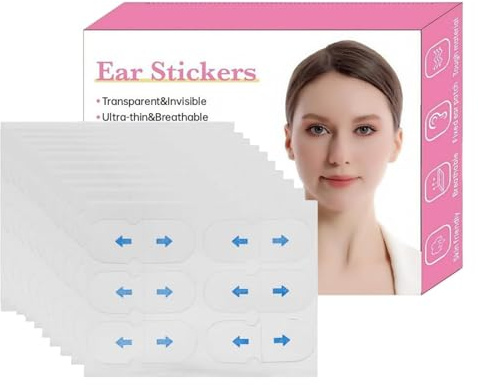 60PCS Ear Correctors,Waterproof Ear Stickers Correctors,Transparent Earsticker,Silicone Stickers for E-ar,E-ar Tape for Sticky Out Ears,Waterproof and Sweat-Proof,Invisible Tape,Mild Skin Adhesive