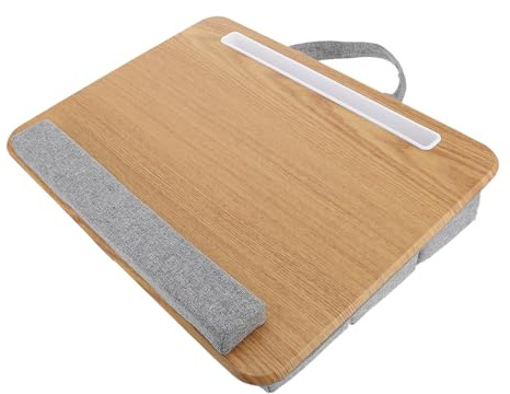 LOLIPPYY Bureau Pliable pour Ordinateur Portable Taille Standard Coussin Isolant Thermique, Table Portable Pliable en Tissu Doux Kaki, pour Lit Et Bureau à Domicile