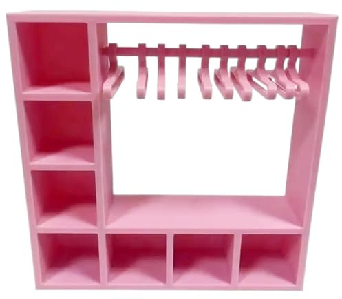Puppenschrank, Puppenhaus-Simulation, Kunststoffmöbel mit Kleiderbügeln und Stange, DIY-Organizer, Aufbewahrung für Puppenkleidung, 15 x 15 x 3, 8 cm