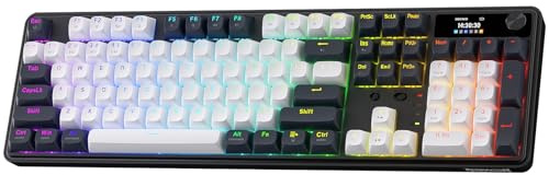 Redragon K761 Teclado Gaming Inalámbrico Pantalla Hype Perilla 104 Teclas | Pantalla TFT 1.14 Pulgadas Fácil Control 5 Capas Amortiguación Ruido Mecánico Gasket