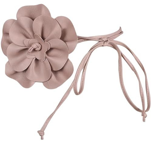 CALFOVERA 6.5mm Elegantes Big Flower Decor Gürtel Aus PU Leder Im Boho Stil Mit Blumenmuster Schmaler Ledergürtel Mit Quasten Dünner Taillenriemen Für Damenkleider Blusen Und Hochzeiten (Rosa)
