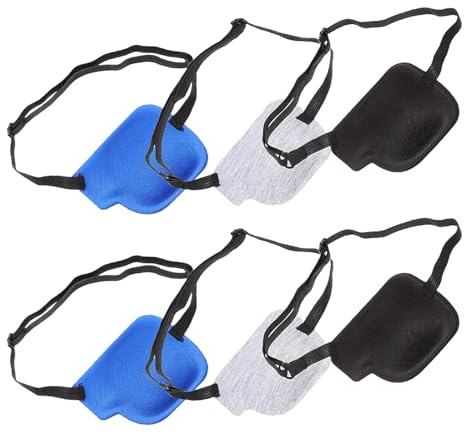 Bequeme Augenklappe 6 Stück-pack 3d Links Verstellbar Polyester | Einzelaugenabdeckung, Atmungsaktiv und Wiederverwendbar, für Reise, nach Op, Hygienisch, Kompakt