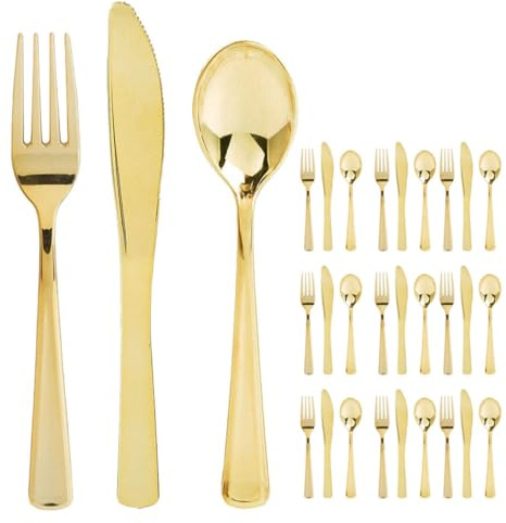 GRADENEVE 30pcs Disposable Plastic Cutlery Set Forks, Knives, and Spoons for Parties and Desserts, Portable Single-use Tableware Kit for Events and Catering