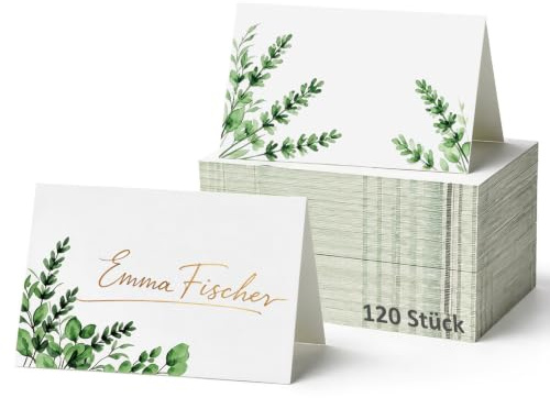 Xinjiayi 120 Stück Tischkarten Schön dass du da bist 110x85mm | Tischkarten Hochzeit für Tischkarten Geburtstag Platzkarten Blumen Platzkarten Kommunion Konfirmation und Taufe Weißer Druck