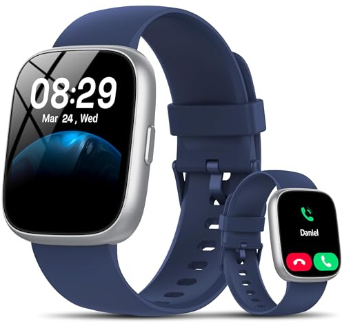 Smartwatch Damen Herren, 1.83 HD Fitness Tracker mit Alexa/Telefonfunktion | 120+Sportmodi Fitnessuhr mit Herzfrequenz/Schlafmonitor/Schrittzähler/Stress, IP68 Wasserdicht Sportuhr für Android iOS, Blau