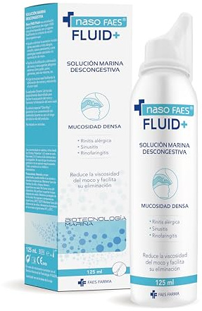 Naso FAES - Fluid+, Spray Nasal con Agua de Mar Hipertónica y Agente Fluidificante, Reduce la Viscosidad del Moco y Facilita su Eliminación - 125 ml