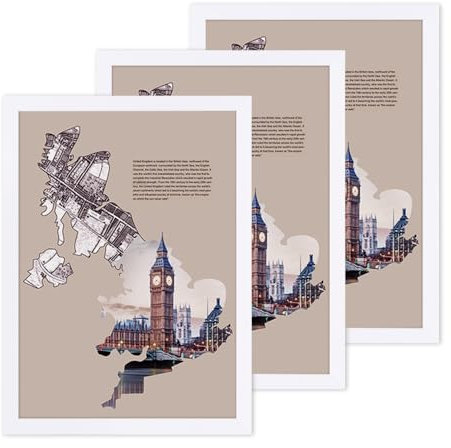 SONGMICS Bilderrahmen im 3er-Set, 29.7 x 42 cm Bilderrahmen Collage, Fotorahmen mit Glasscheibe, Rahmenbreite 2cm, MDF Weiß RPF03WT