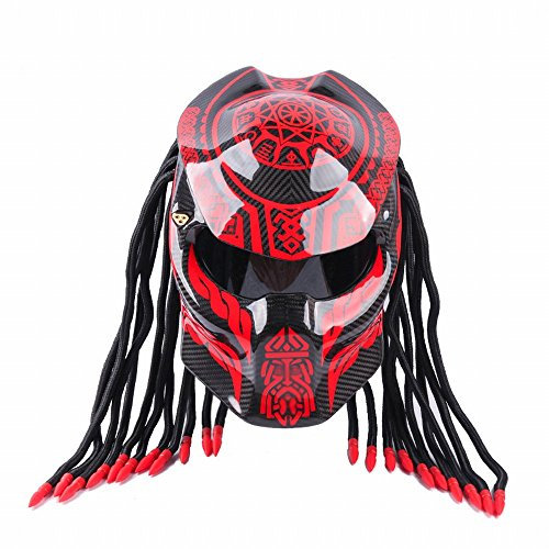 GUO Motorrad Persönlichkeit Helm Predator Krieger Carbon Fiber Helm,EIN,XXL