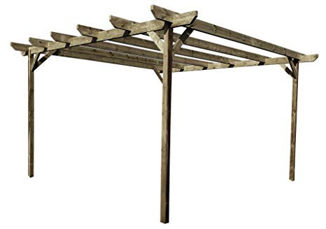Arbor Garden Solutions Wooden pergola kit - Chamfered design rafters (2.4m x 3m 4 posts, Rustic Brown)