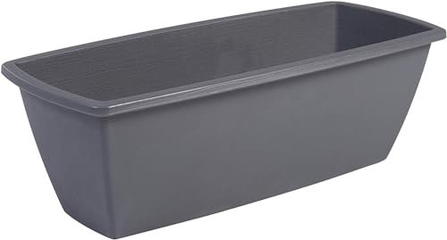 Iris Ohyama, Pot pour Plantes Jardinière rectangulaire avec système de Drainage/réservation de l'eau pour Le Jardinage - Rectangle Plant Pot 550, Gris