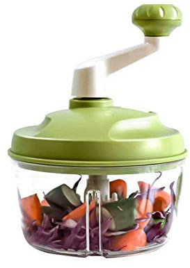 Sicherheit Zwiebelhacker, Zwiebelschneider Gemüseschneider Chopper mit 3 Klingen Küchenhandbuch Multi Chopper Zwiebelhacker Mischen für Fleisch Knoblauchfrucht Multifunktional, Grün