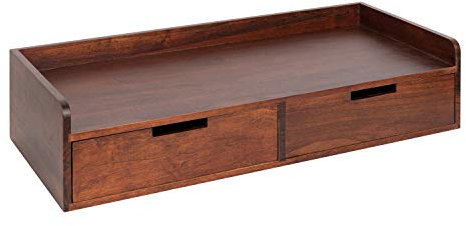 Kate and Laurel Kitt - Estante flotante moderno con cajones, 71 x 30,5 x 16,5 cm, color marrón nogal oscuro, elegante mesa flotante de almacenamiento o escritorio para pared