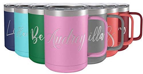 Tazza da caffè personalizzata Blush finitura opaca 15oz con manico personalizzato inciso regalo in acciaio inossidabile tazza isolata sottovuoto