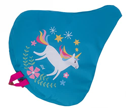 Liix Sattelbezug Happy Unicorn wasserdichte Einhorn Satteldecke für alle Sattel geeignet