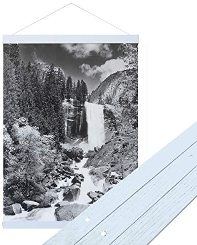 Urhome magnetische Posterleiste aus Holz für Bilder in Weiß, 41 cm Posterschiene Bilderrahmen für Wandbilder Poster Fotos Bilderleiste