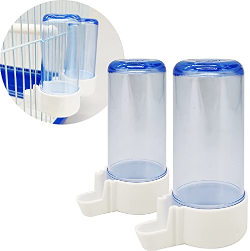 BPS BUENA PET SHOP Haustier-Futterspender für Papagei und Kaninchen aus ABS-Material, 2 x Futter-/Tränke-Set, für großen Käfig, S Länge 9,6 cm