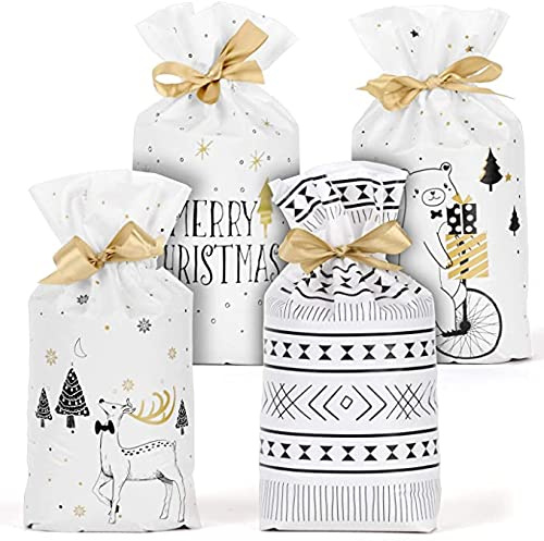 Weihnachten Geschenkbeutel mit Kordelzug, 24 stücke Weihnachtstüte Kordelzug Partytüten geschenktüten für Hochzeitstag Frohe Weihnachten