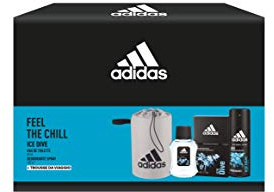 Adidas, Confezione Regalo Ice Dive: Profumo Uomo 50 ml, Deodorante Spray 150 ml e Trousse da Viaggio