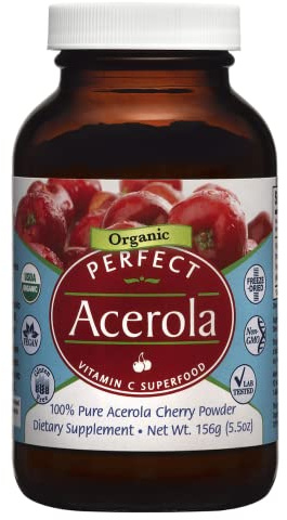 Perfect Supplements – Perfect Acerola Powder – 156 Grams – 100% Pure Acerola Cherry – All-Natural Vitamin C Superfood – Immune System Support