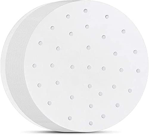 FUMHEUF Air Fryer Parchment Paper 400Pcs, 4.5/5/6 Inch Parchment Paper Liners Non-Stick Perforated for Air Fryer, Bamboo Steamer Liners, Steaming Papers for Steamed Buns Dumplings (4.5inch-400pcs)