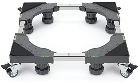 W B D WEIBIDA Plataforma con 4 ruedas con Bloqueo y 8 Patas Acolchadas, Carga 300KG Soporte Lavadora, Ancho Ajustable 40-62cm, Altura 11-12.5cm Base con Ruedas Adecuado para Frigorífico, Lavadora