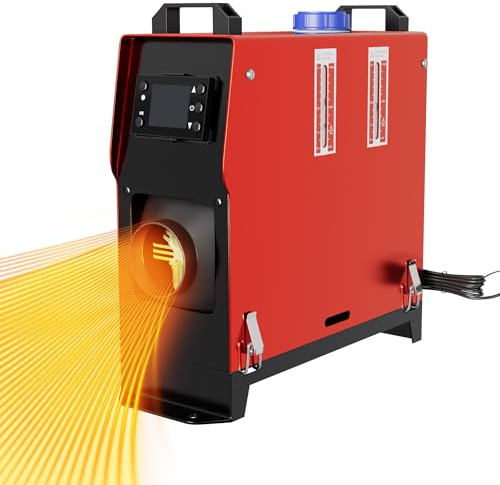 UISEBRT 12V Diesel Standheizung 8kw, Standhezung Dieselheizung Diesel Lufterhitzer, Air Diesel Heizung mit Fernbedienung LCD Monitor Schalldämpfer für LKW Wohnmobil RV Boote Auto (Rot, Typ B)