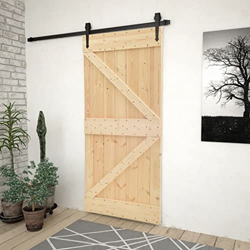 HOMIUSE Tür 80x210 cm Kiefer Massivholz Schiebetür Holz Schiebetüren Nebeneingangstür Zimmertüren Holztür Innentüren Sicher Stabil und Langlebig Eleganter Stil