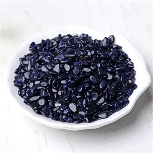 Quartz Naturel Chips Cristal Minéral Poli Gravier Aquarium Pierres en Vrac Reiki Tombé Décoration De La Maison Pierres Précieuses, Grès Bleu, 100g
