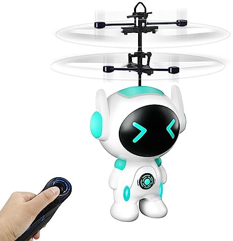 Remote Control Helicopter, 2.4GHz Aircraft Indoor and Outdoor Flying Toys Built-in LED RC Helicopter Toys, RC Robot Toy Birthday Gift for Boys Kids Girls 5 6 7 8 9-12 Year Old (White Flying Toy)