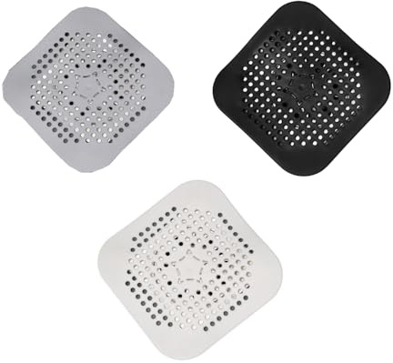 Changyeah 3 Stück Silikon-Abflussschutz, Haarfilter, faltbarer Abflussschutz, Duschabflussabdeckung, Abflussfilter, für Spüle, Küche, Bad (schwarz, grau, weiß)