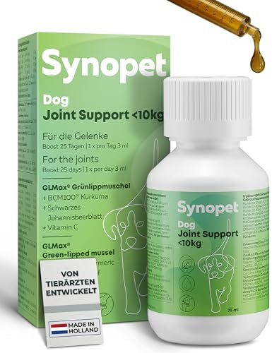 Synopet Dog Joint Support Grünlippmuschel Hund 75 ml I Für geschmeidige Gelenke und gesunde Knorpel I Mit Curcumin & Schwarzem Johannisbeerblatt