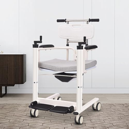 Silla de Transferencia Hidráulica, Silla de Traslado Elevador de Pacientes, Silla de Ruedas Portátil con Inodoro Junto a La Cama, Altura Ajustable, para Personas Mayores Discapacitadas