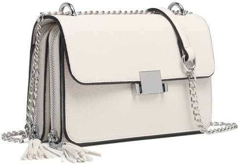 ER.Roulour Klein Handy Umhängetasche,Damen Kleine Umhängetasche,PU Leder Crossbody Schultertasche Reisepass Handytasche mit Ketten-Schulterhandtaschen (Beige)