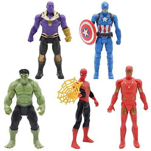 LGQHCE Superheroes Anime Figure Set, 5PCS Avengers PVC Collectible Model Figures - Birthday Cake Toppers & Desktop Ornaments (11.5cm)