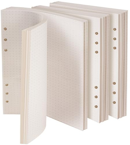 Vicloon A5 Nachfüllpapier Gepunktete, 140 Blatt A5 Papier Nachfüllbar Notizpapier 6 Löcher Refill Paper Nachfülleinlagen, Refill Ringbucheinlagen für A5 Notizbuch, Tagbuch, Skizze, Malerei