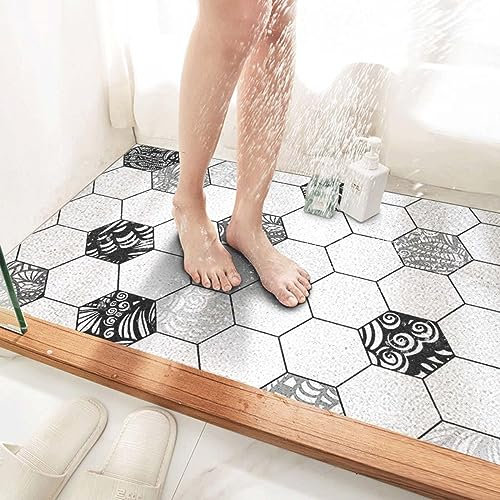 AYVADA rutschfeste Luffa-Duschmatte für Badezimmer in der Dusche, rechteckige Badewannenmatte, Anti-Schimmel-PVC-Duschbodenmatte für Nassbereiche, schnell trocknende, weiche Luffa-Massage-Badematte