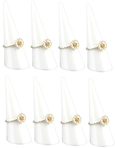 8er Set Acryl Ringhalter in [weiß] für einzelne Fingerringe, 68x25mm - Schmuckorganizer für stilvolle Aufbewahrung, Präsentationsständer für Ringe, Ausstellungsständer für Juwelier Verkaufsvitrine