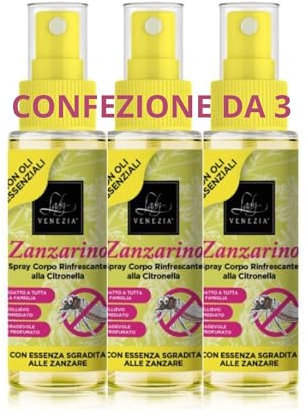 Lady Venezia - Repellente Zanzare - Spray Antizanzare - Anti Zanzare con Olio Essenziale di Citronella - Formato Famiglia - 90 ml - Scopri i Formati Convenienza Disponibili