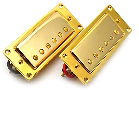 Mini 6 Loch Electric Guitar Humbucker Pickup Hals & Bridge Pickup Pickup Für Lp. Gitarre Blackgold/Chrome Zubehör (Color : Gold Neck and Bridge)