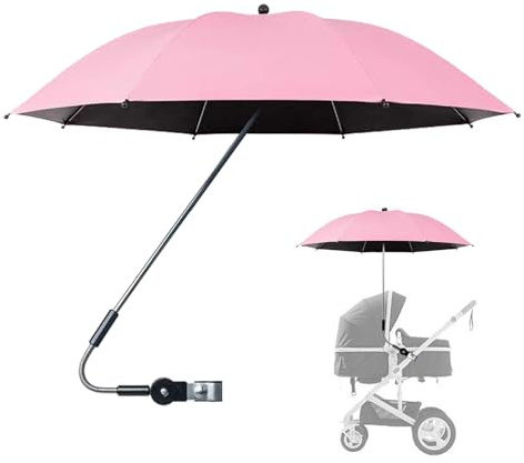 Genérico Sombrilla para cochecito de bebé, paraguas para cochecito de bebé, sombrilla para cochecito con clip, protección solar para cochecito, paraguas impermeable con protección UV para silla de