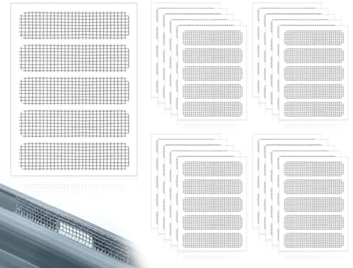 Lhbwhiz 100 Stück Fliegengitter Reparatur Set,selbstklebender Glasfaser Fliegennetz,Stark Moskitonetz Patch,Fenster Tür Flicken,Klettverschluss,für Fliegengitter Fenster Tür,Mosquito(Grau)