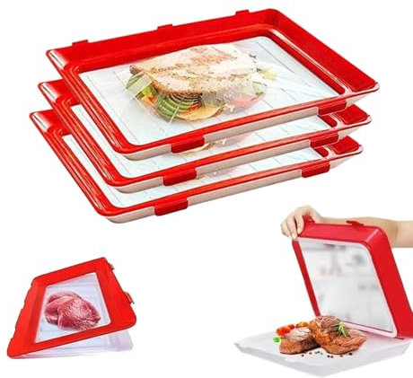 3 Pièces Boîte de Rangement des Aliments, Boite a Charcuterie pour Frigo, Fresh Tray, Food Preservation Tray, boîte à Charcuterie Fresh,Boite a Jambon,pour Refrigerateur avec Couvercle