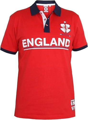 D555 Duke Mens Big Kingsize Short Sleeve England Football World Cup Polo T-Shirt 2XL Plus