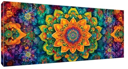 Malen Nach Zahlen Erwachsene, Farbe Mandala DIY Ölgemälde-Kits auf Leinwand mit Pinseln und Acrylpigment, Graffiti-Liebhaber, Bild für Heimdekoration, Geschenke, Ohne Rahmen,35x70cm/14x28in W-573