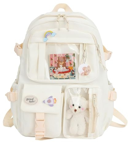 Sac à dos Kawaiii - Sac à dos pour livres, sac à dos scolaire pour filles | Sac à dos scolaire de grande capacité avec broche Kawaiii, sac à dos esthétique confortable, sacs à dos de voyage