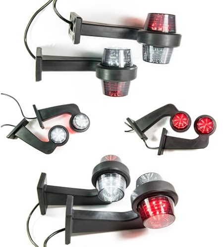Web Truck 2 x LED Gummi Begrenzungsleuchte Seitenleuchte 12V 24V mit Old School STYLE DARK Graphite Positionsleuchte Auto LKW PKW Wohnwagen KFZ Lampe Leuchte Licht Rot Weiß