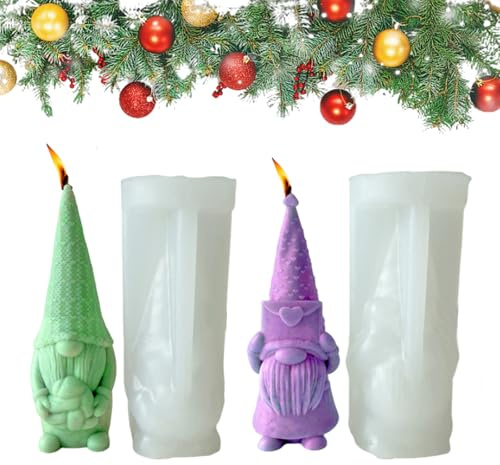 2 Stück Weihnachten Silikonform 3D Silikonform Wichtel Silikon Gießform 3D Silikonformen Wird für Die DIY-Herstellung von Valentinstag- und Weihnachtsaromatherapie und Kerzen Verwendet