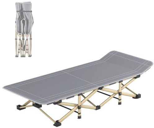 Tragbares Campingbett für draußen, 71/80 cm extra breites Klappbett, 1300D Oxford-Schlafbett für Erwachsene, bequem, trägt 150 kg, für drinnen, im Büro, für ein Nickerchen und am Strand (190 x 71 x