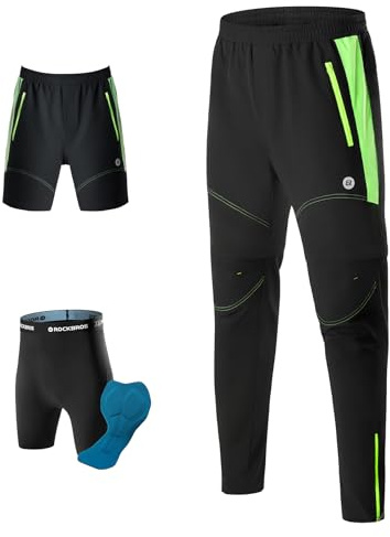ROCKBROS Fahrradhose Doppellagig Abnehmbar Sporthose Lang Radhose mit Sitzpolster Gepolsterte Fahrrad Hosen Herren Atmungsaktive MTB Rennrad