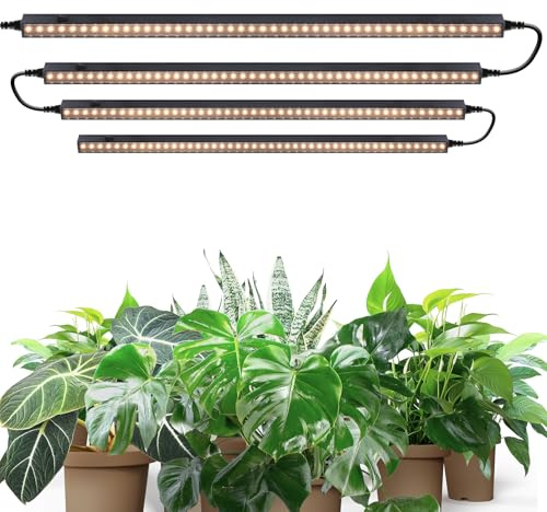 Barrina T5 2FT Grow Light Strip, Yellow, 40W(4 x 10W), Magnetic, 4 Packs | Full Spectrum, Linkable Plant Lights for Indoor Growing, Black Cover, Under Cabinet Plant Lamp with Switch Cord